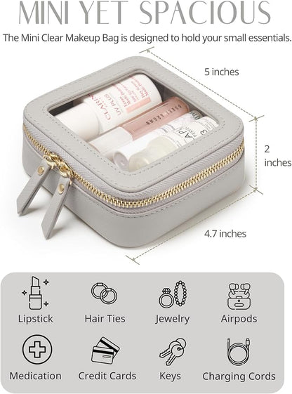 Clear Makeup Case Toiletry Bag Travel Medium Clear Cosmetic Bag with Zipper, Make Up Bag Organizer Traveling TSA Approved Transparent Bag Car for Essentials, Mini & Medium, Beige Grey - Image 5