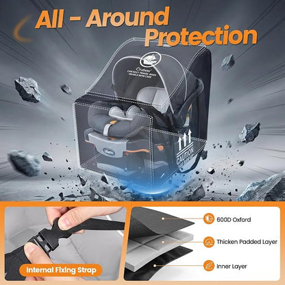 Orzbow Infant Padded Car Seat Bag Fit Carseat and Anti-Rebound Base, Black | Carseat Travel Bag for Airplane Compatible with Nuna Pipa/Graco/Chicco, Side Pocket for Gate Check Baby Essentials - Image 2