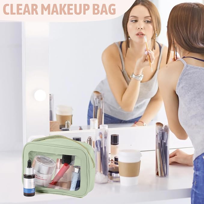 YOPCDJ 6PCS Clear Toiletry Bag,TSA Approved Travel Pouch with Zipper for Cosmetics and Toiletries，Diaper Bag Organizer Pouch Set, Purse Organizer and Clear Car Bag for Women and Kids - Image 2