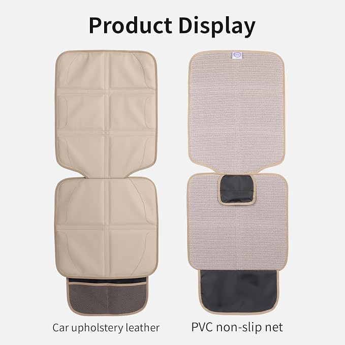 Car Seat Protector,Extra Thick Car Seat Covers Non-Slip Waterproof Mat Pad Leaving No Imprints Marks for Child Baby Pet Truck SUV Automobile (Beige-B) - Image 5