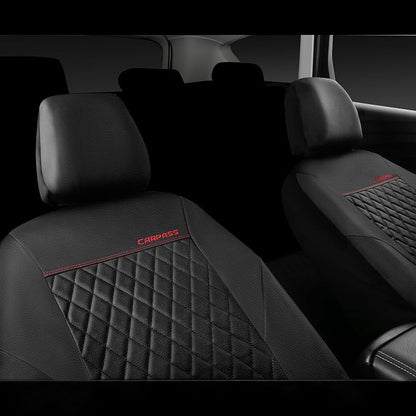 CAR PASS Quilting Leather Seat Cover Two Front Seats Only, Universal Fit Automotive Front Seat Covers Waterproof Deluxe PU Premium Vinyl Luxury for Cars Sedan Van SUV Airbag Compatible 2 Pieces,Black - Image 7