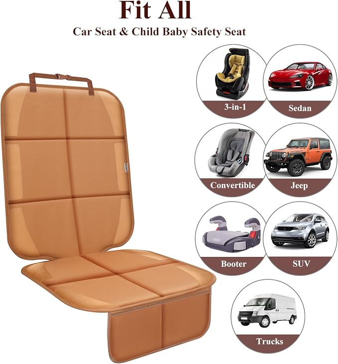 Meolsaek Car Seat Protector for Child Car Seat，Non-Slip Backing No Imprints | Durable Car Seat Mat 600D Fabric, Waterproof Car Seat Cover with Thick Pad - Image 7