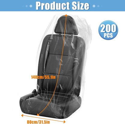 MYFAMIREA 200 PCS Disposable Car Seat Covers Clear Plastic Vehicle Seat Protector, Plastic Seat Covers Protector Universal Water Resistant and Stain Resistant for Cars Auto Truck Bus Airplane - Image 2