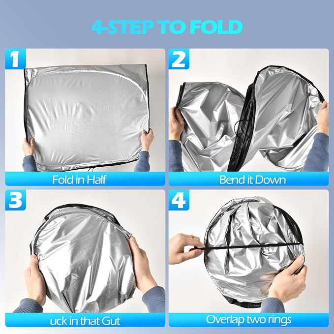 FLORICH Car Windshield Sunshade Reflective Car Sun Protection Blocks 99% Heat & Keeps Interior Cool Foldable Sun Visor Cover Universal Fits Cars, SUVs, Trucks Accessories for Summer 59"x33" - Image 5