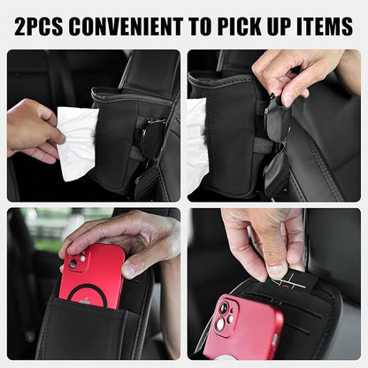 2PCS Car Seat Storage Bag Car Multi-Pocket Side Organizer Bag (Black) | Hanging Bag for Phone, Wallet, Glasses, Tissue, Car Seat Storage bag fit for Tesla/Cars/SUVs/Trucks, Car Interior Accessories - Image 6
