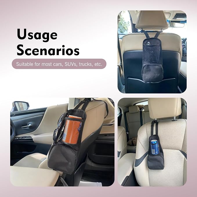2PCS Car Seat Side Organizer, Multi-Pocket Seat Storage Hanging Bag, Multifunctional Mesh Net Pocket, Universal Front Seat Storage Pocket, Mobile Phone, Wallet, Glasses - Image 7