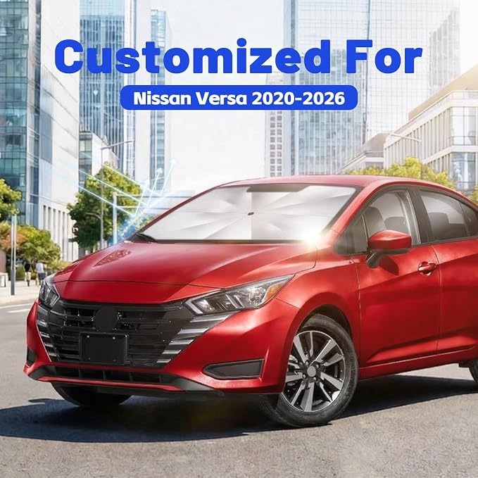 Car Windshield Sun Shade for Nissan Versa 2020-2026, Foldable Car Sunshade | For Front Window,Car Shades Umbrella with Reflective Coated Fabric, Sun Visor Keep Car Cool&Protects Interior,1:1 Exact Fit - Image 2