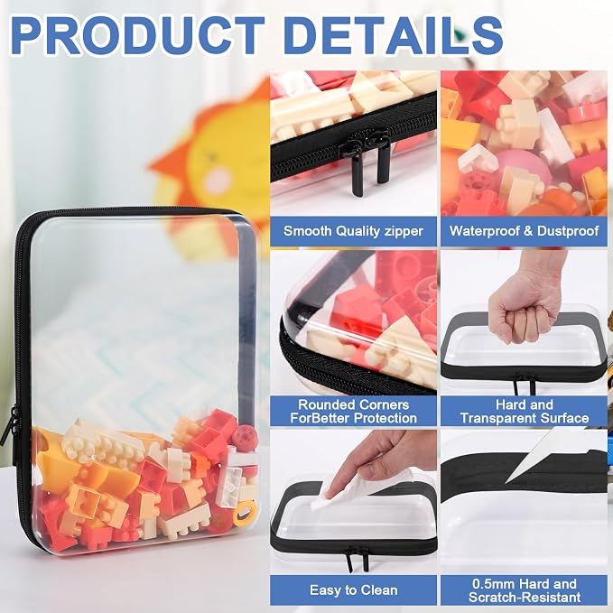 YOPCDJ 3 Pack Clear Hard Shell Zipper Case, Clear Zipper Pouches Waterproof Makeup Organizer & Travel Toiletry Bag, Diaper Bag Organizing Pouches, Plastic Pouch for Office Home Storage, LMS,Blcak - Image 6