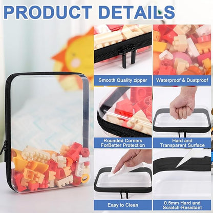 YOPCDJ 3 Pack Clear Hard Shell Zipper Case, Clear Zipper Pouches Waterproof Makeup Organizer & Travel Toiletry Bag, Diaper Bag Organizing Pouches, Plastic Pouch for Office Home Storage, LMS,Blcak - Image 6