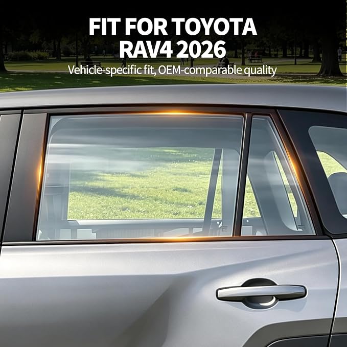 2 PCS Car Rear Side Window Shades for 2026 Toyota RAV4 Accessories | Sun Shades with Breathable Mesh, UV & Heat Blocking Privacy Covers for Baby, Travel, Camping - Image 2