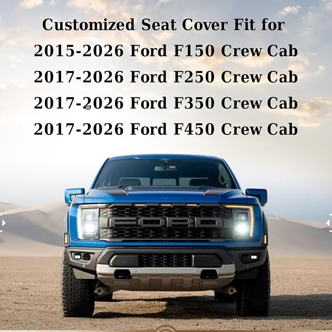 Coverado Front Seat Covers, Waterproof Canvas Seat Protector for Car Seat Cushions for Kids & Dogs, Compatible with 2015-2024 Ford F150 & 2017-2024 Ford F250 F350 F450(Black, 2PCS) - Image 6