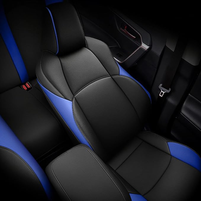 Custom Fit Seat Covers for Toyota C-HR 2018-2022 Black & Blue | CHR Seat Covers Premium Faux Leather Breathable Compatible Airbag Scratch Resistant 1:1 Customized Seat Cushion Protectors - Image 3