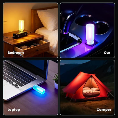 2 PCS USB Interior Car Lights, Touch Control 7 Color 13 Modes Plug-in Retro LED Ambient Dynamic Night Lights for Car Camping Holiday Decoration Bedroom (Multicolor) - Image 7