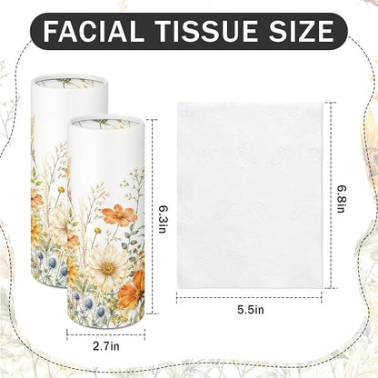 Arttown Car Tissue Holder for Cup Holder Facial Tissues 12 Pack Golden | Floral Bulk 3-Ply,Refillable Marble Print Cylinder Tissue Boxes,Fit Car Home Office School (600 Sheets Total,50 Sheets Each) - Image 2