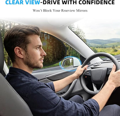 Upgrade Static Cling Car Window Shades(2 Pack),Car Side Window Sunshade | Static Cling Install,Clear Visibility,Transparent Mesh Car Window Shades for Side Window,Block Sunlight,Heat Reduction - Image 2