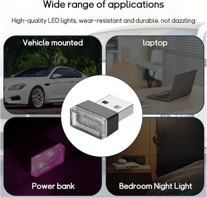 Dickno 4 PCS USB LED Car Interior Atmosphere Lamp, Portable Mini LED Ambient Night Light, Plug-in USB Interface Decor Lighting Kit, Universal Vehicle Interior Accessories (Pink) - Image 5