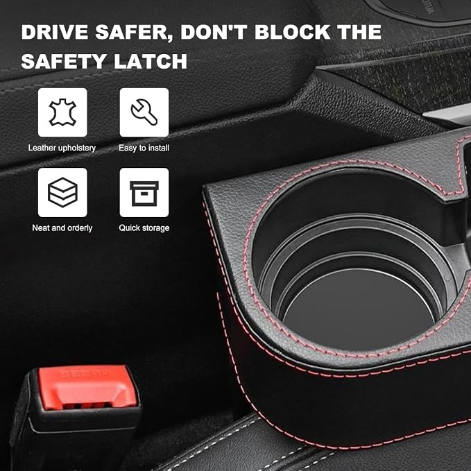 Car Seat Gap Filler Organizer, Multifunctional Auto Console Side Storage Box with Cup Holder, Universal Leather Cup Holder Front Seat Crevice Filler for Car Truck SUV (Brown) - Image 4