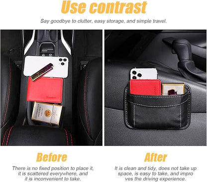 Moly Magnolia PU Leather Car Seat Side Pocket Organizer, Multicolor/Flag | holds phones pens and cards, console door or narrow-gap placement, fits most cars, SUVs, and trucks, car interior accessories - Image 3