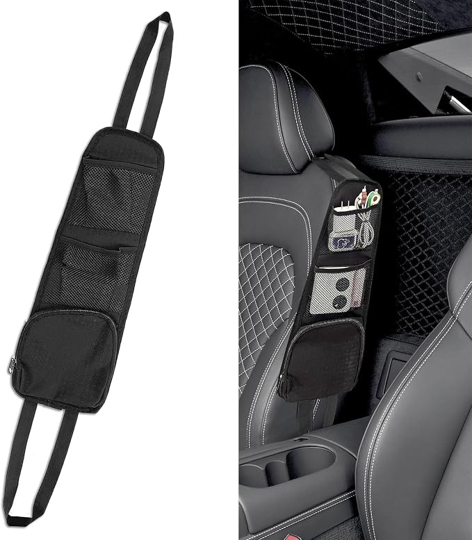 Car Seat Side Organizer, Car Backrest Side Storage Hanging Bag, Multifunctional Mesh Net Pocket Hold Mobile Phone, Wallet, Glasses, Universal Seat Storage Accessories for Car SUV Truck (1PCS) by Unknown