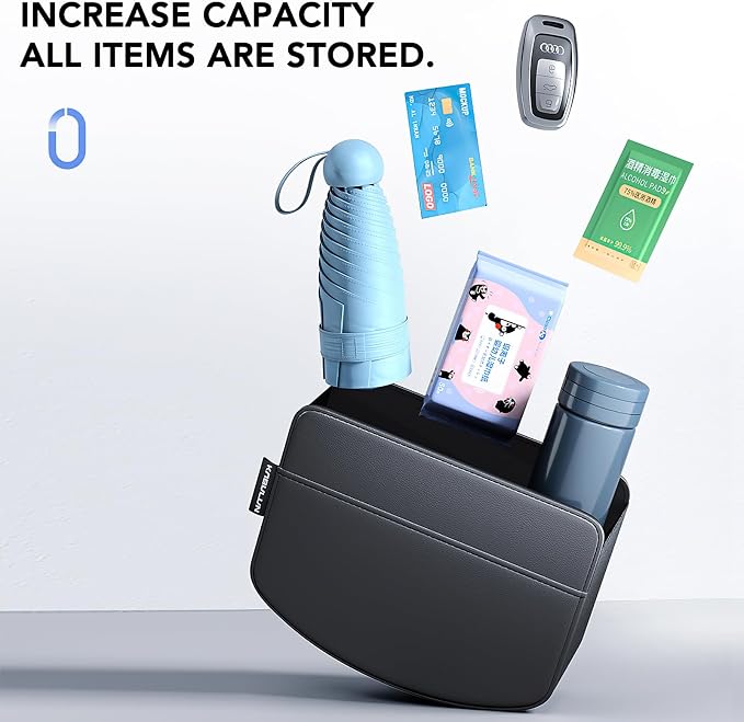 LEIWOOR Car Door Organizer & Cup Holder Storage Pouch for Sedan SUV Truck | Portable Foldable Sleek Minimalist Pouch Durable, Easy Install, Large Capacity Multifunctional Car Interior Storage Accessory - Image 4