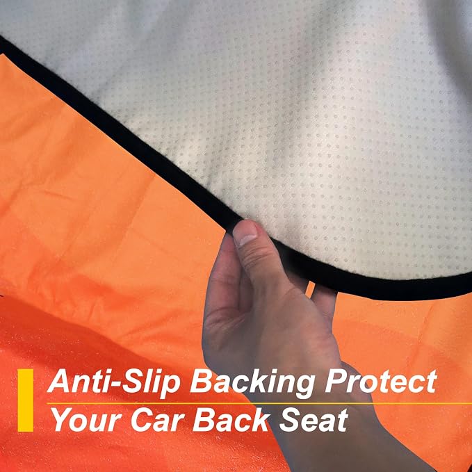 Back Seat Cover for Car Trucks Van SUV Jeep,Waterproof Rear Bench Towel Seat Covers for Dogs and Kids,Automotive Backseat Protector (Orange) - Image 5
