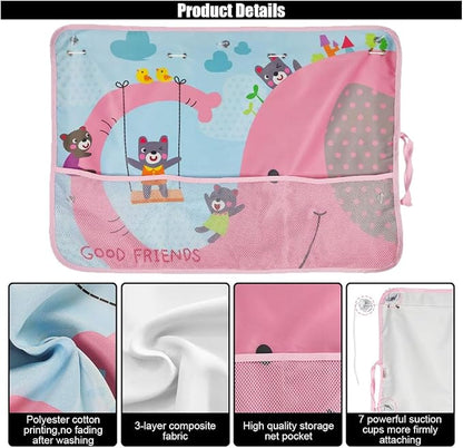 GLSOWEE Car Window Shade for Baby, Blackout Car Window Curtain, Elephant | Storage Pockets & 7 Suction Cups, Cartoon Pattern Car Side Window Sun Shade Cover for Sun/Heat/UV Rays Protection, Pink - Image 4