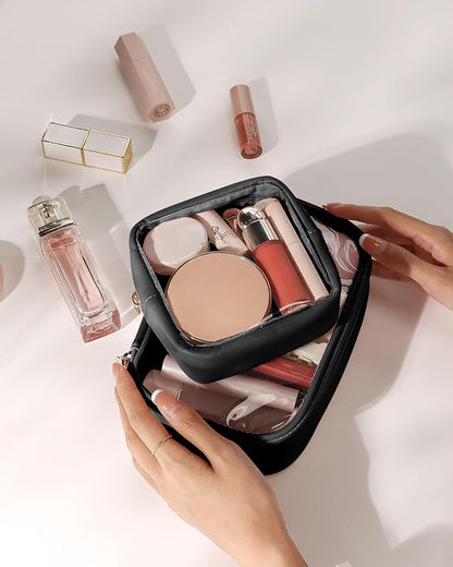 Mini Makeup Bag with Small Cosmetic Bag Travel Essentials Organizers,TSA Approved Toiletry Bag Makeup Pouch Clear Cosmetic Bags for Women Men,Black - Image 6