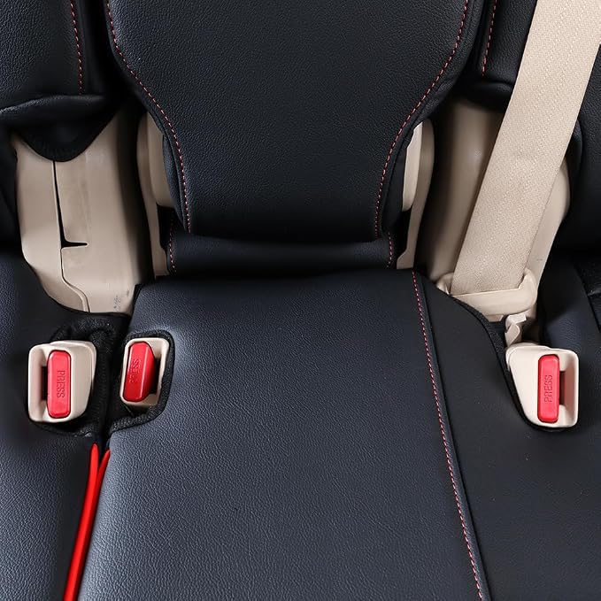 EKR Car Seat Covers Custom Fit for Toyota 4Runner(5 Seats) Full Set | for Toyota 4Runner 2003-2009(Manual Front Seats)Airbag Compatible,Pet-resistant,Faux Leather(Black with Red Piping) - Image 4