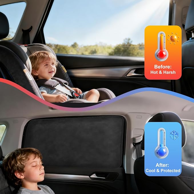 XCBYT Magnetic Car Window Covers for Privacy, 100% Blackout Soft Suede | Magnetic Fits steel frames only. blocks 100% light to keep cars cool. Ideal for breastfeeding, baby naps, or car camping - Image 3