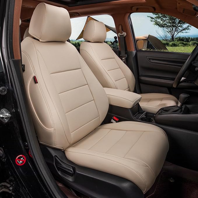 Custom Seat Covers for 2023-2026 Honda CR-V,Premium Faux Leather Car Seat Cover Set,Full Set Waterproof SUV Seat Protector,Armrest Covers Included (Beige) by Coverdream