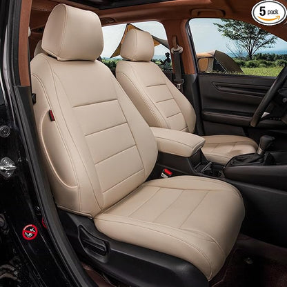 coverdream Custom Seat Covers for 2015-2016 Honda CR-V,Premium Faux Leather Car Seat Cover Set,Full Set Waterproof SUV Seat Protector,Armrest Covers Included (Beige) by Coverdream