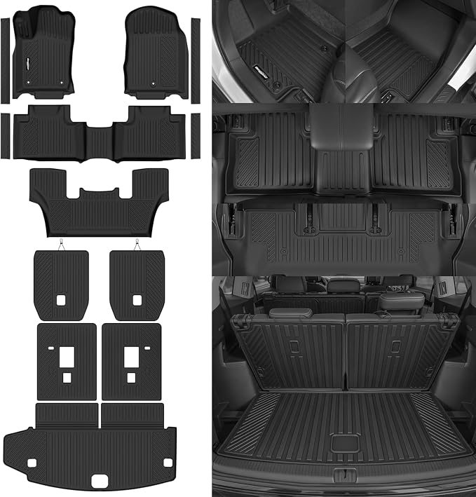 Floor Mats for 2011-2012 Dodge Durango 6 Seats/Captain Seat | Trunk Mat and 2nd/3rd Backrest Mat & Door Sill Guard All Weather TPE Protector Full Set Interior Accessories Floor Liners - Image 8