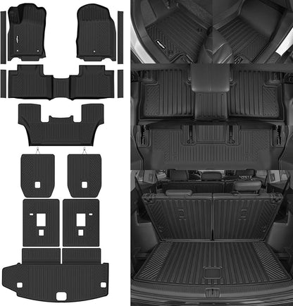Floor Mats for 2011-2012 Dodge Durango 6 Seats/Captain Seat | Trunk Mat and 2nd/3rd Backrest Mat & Door Sill Guard All Weather TPE Protector Full Set Interior Accessories Floor Liners - Image 8