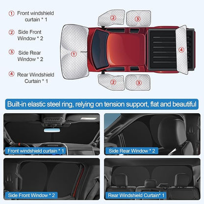XCBYT 2015-2023 F150 Window Shades, 6-Pack Blackout Privacy | 6-Layer blocks heat for lunch breaks, camping. keep full privacy, cool, Tuck into frames to prevent falling when doors open - Image 6