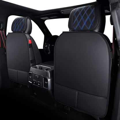 Front Car Seat Covers for Ford F150 F250 F350 F450 (Black-Blue) | Custom Fit 2009-2026 F150 XLT STX XL, 2017-2026 F250 F350 F450 Super Duty Truck Crew/Regular/Extended Cab, Waterproof Leather - Image 3