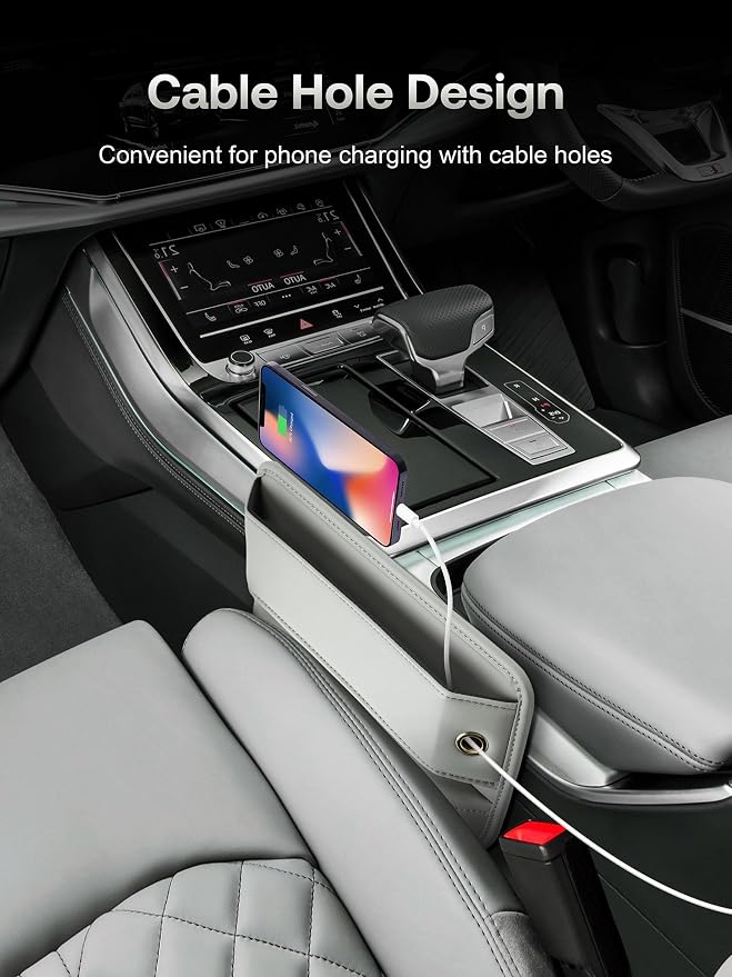 Premium Leather Car Seat Gap Filler Organizer (0.2”-1.2" Gaps), Clever Gifts for Car SUV Truck Owners (Beige, 1 Pack) - Image 4