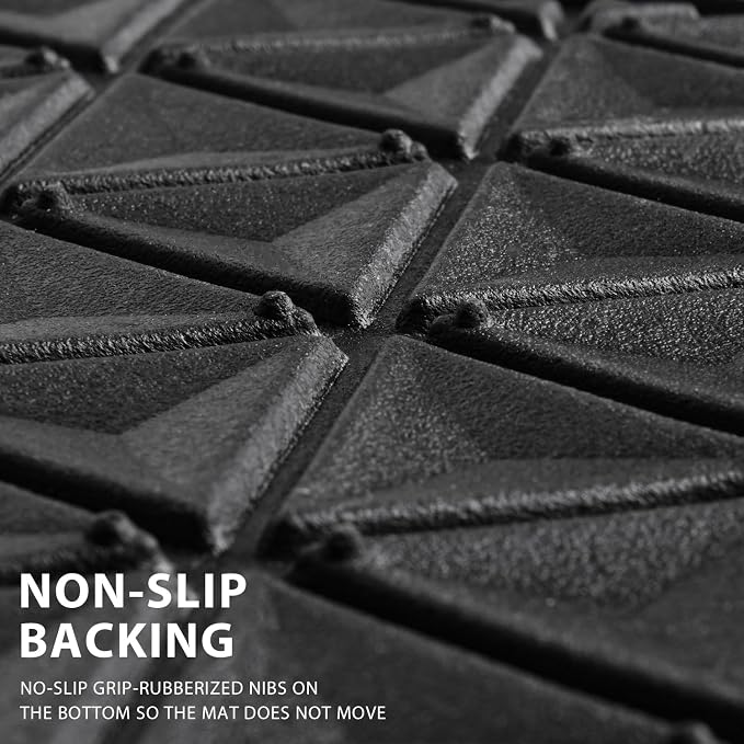 CAR PASS Bling Diamond Car Mats Rubber Floor Mats Full Set Anti-Slip 3D Rhombus Waterproof Trim to Fit Liner Universal Glitter Crystal Sparkly Shining Rhinestone Girl Women SUV Sedan Van, Black Silver - Image 8