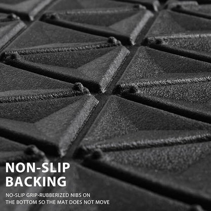 CAR PASS Bling Diamond Car Mats Rubber Floor Mats Full Set Anti-Slip 3D Rhombus Waterproof Trim to Fit Liner Universal Glitter Crystal Sparkly Shining Rhinestone Girl Women SUV Sedan Van, Black Silver - Image 8