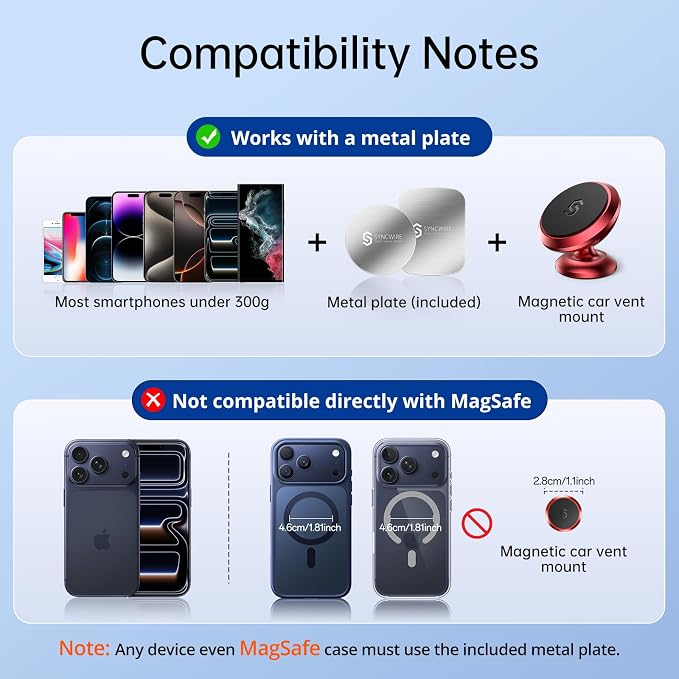 SYNCWIRE Magnetic Car Phone Holder for Dashboard, 360° Adjustable Strong Magnets Cell Phone Car Mount Compatible with iPhone, Samsung, Android - Red | 360° Rotation, Strong Magnets, Reliable Adhesive, All Metal Car Mount Compatible with iPhone, Samsung... - Image 5