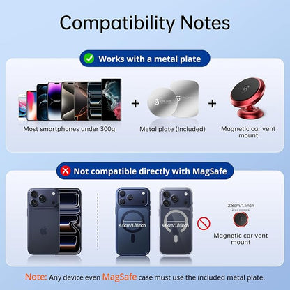 SYNCWIRE Magnetic Car Phone Holder for Dashboard, 360° Adjustable Strong Magnets Cell Phone Car Mount Compatible with iPhone, Samsung, Android - Red | 360° Rotation, Strong Magnets, Reliable Adhesive, All Metal Car Mount Compatible with iPhone, Samsung... - Image 5