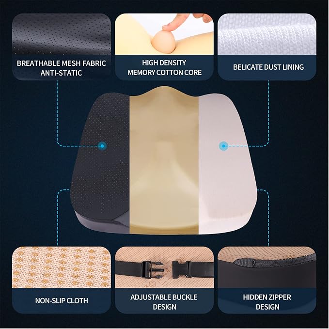 Car Seat Cushion, Comfort Memory Foam Seat Cushion for Driving - Image 3