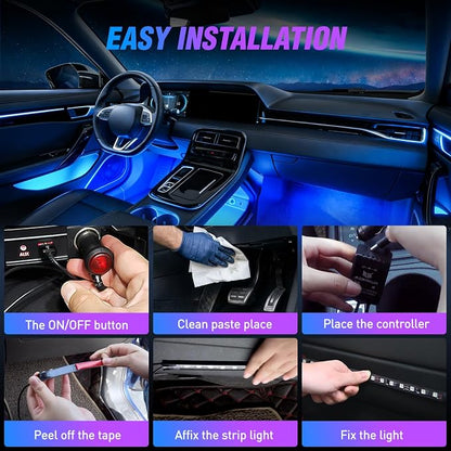 Nilight 4PCS Car Interior Lights RGB Remote Control | 48LED 5V DC Multicolor Music Car Neon Accent Light Strips Under Dash Lighting Kit with Sound Active Function - Image 9