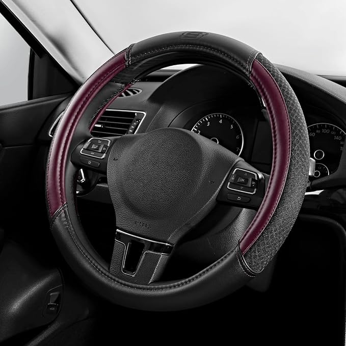 Skechers Air-Cooled Steering Wheel Cover,Leather Car Steering Wheel Cover Universal Fit 14" 1/2-15" Car Wheel Protector for Men Women Fit Suvs,Vans,Sedans,Car,Trucks,Brown by Unknown