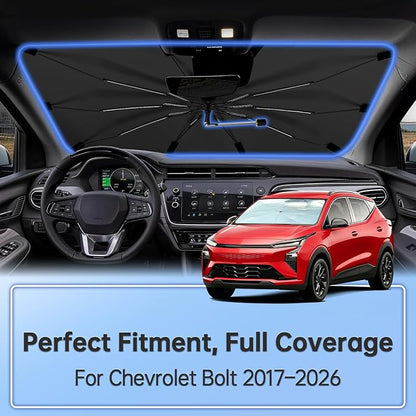 Windshield Sun Shade Umbrella for Chevrolet Bolt 2017–2026 Front Window | Double Layer Foldable Car Sunshadefor Bolt,UV Protection Sun Blocker & Heat Shield - Image 2