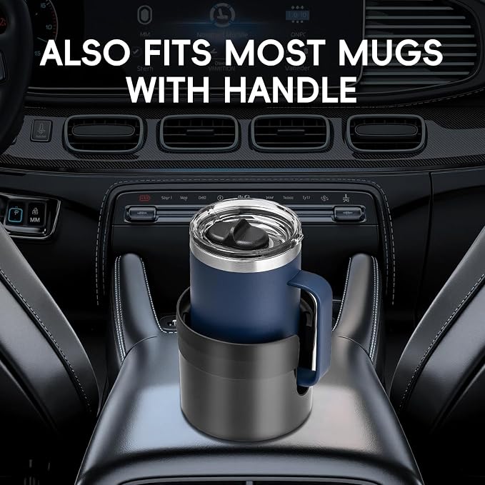 Car Cup Holder Expander with Adjustable Base, Cup Holder Insert for Car Compatible with Most 32/40 Oz Water Bottles 12 oz/24 oz Coffee Mugs Tumblers 3.4 to 3.78 in Diameter, 1 Pack Black - Image 5