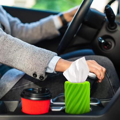 Car Tissue Holder, Refillable Round Cylinder with 3 Tissue Packs, Universal Fit for Vehicle Cup Holder, Home & Office, Car Accessories Interior (Green) - Image 8