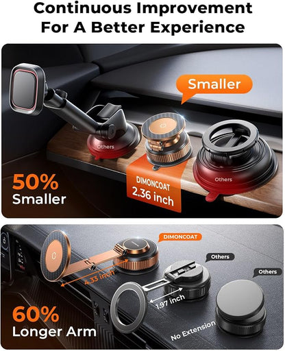 Vacuum Magnetic Car Phone Holder for Magsafe, Long Arm for Tesla Model Y/3 | All Metal,Nano Gel 119+LBS Max Suction,Foldable Hidden Tesla Phone Mount,360°Rotation, Easiest Car Mount for iPhone & Android - Image 4