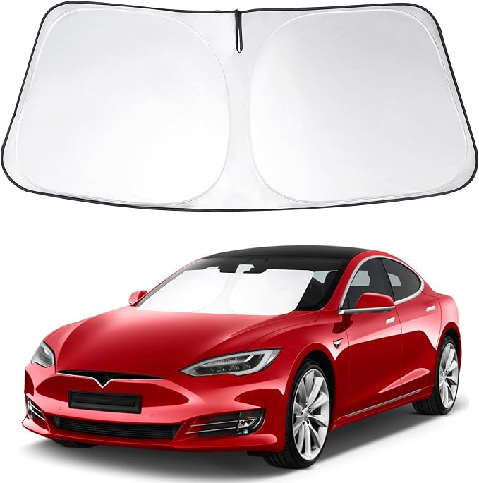 Windshield Sun Shade Sunshade for 2012-2025 2026 TES-la Model S | Full covered for windshield, Foldable & Durable, Block UV Rays, Reduce Heat, Easy to install, Keeps Car Cooler by LHFLIVE