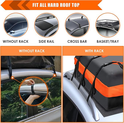 Car Roof Bag Rooftop Cargo Carrier Bag Waterproof 20 Cubic Feet roof Cargo | Soft Shell Luggage Bag for All Cars with/Without Rack,Includes Anti-Slip Mat, 10 Reinforced Straps, 6 Door Hooks, Lock - Image 3