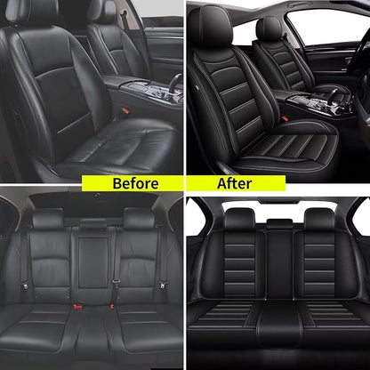 IKABEVEM Car Seat Covers fit for Subaru Forester 2007-2025 2026: Full Set Luxury Leather Automotive Seat Covers, Car Seat Protector(5 Seats, Black) - Image 5